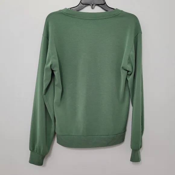 Athleta Seasoft Willow V Neckline Pullover Sweatshirt Green Modal Size XS Comfy - Picture 8 of 11